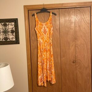 Orange knit long dress